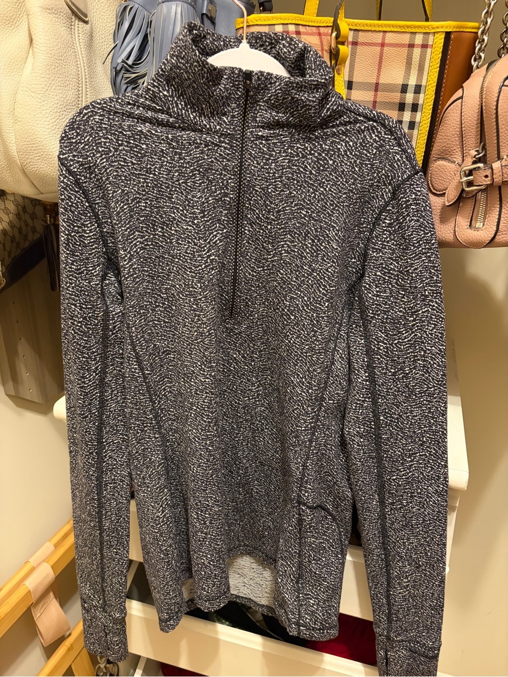 lululemon athletica Black Heather Half-Zip Cowl Pullover
